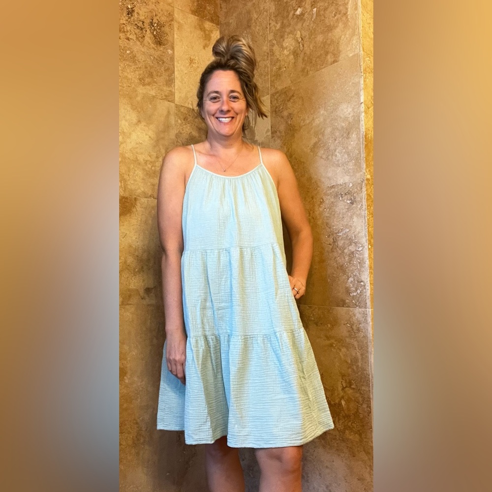 Universal thread light sage green tiered dress